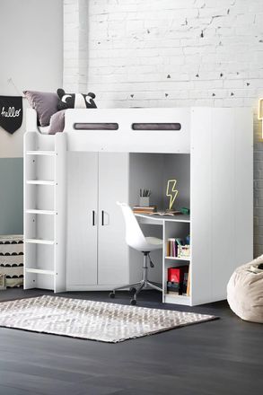 Julian Bowen Hercules Highsleeper Loft Bed with Desk in White | Size: Single