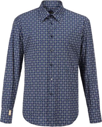 Billionaire Boys Club Gold Cut LS Milano Original - Heren - Casual Overhemden - Blauw - XS - Katoen - Overhemden