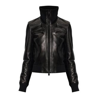 Balenciaga Leren Jas Met Opstaande Kraag - Dames - Jassen - Zwart - Maat: S Leer