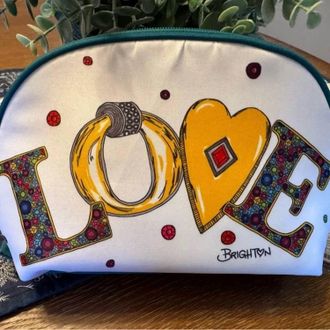 Brighton Charmed Love 2 Piece Jewelry Pouch Set In White