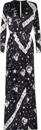 Philipp Plein Long Dress Stars and skull