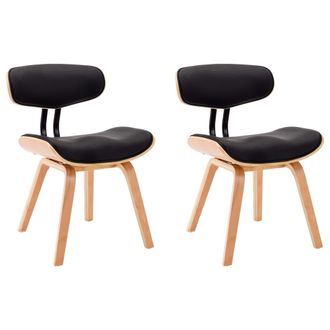 vidaXL Vidaxl - Sillas De Comedor 2 Uds Madera Curvada Y Cuero Sint&eacute;tico Negro