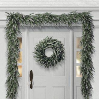 Frontgate Juniper Brilliance Greenery Collection - 28 Wreath, Individual - Frontgate - Outdoor Christmas Decorations