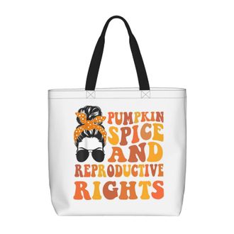 Generic Women Handbag Pumpkin Spice And Reproductive Rights Women Beach Bag Folding Fashion Ladies Purse, For Birthday, Christmas, Gym, School, Graduation
