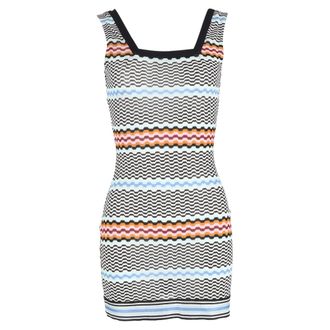 Missoni Square Neck Chevron Mini Dress in Multicolor Polyester