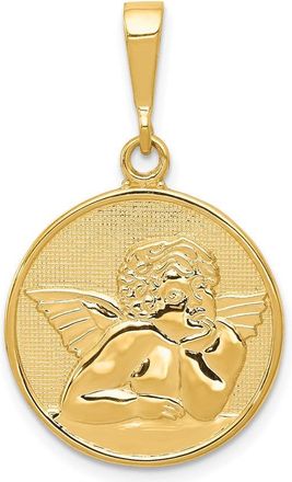 Diamond2Deal 14k Yellow Gold Polished Satin Angel Pendant