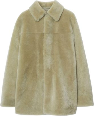 Burberry long-sleeve shearling jacket - women - Sheep Skin/Shearling - 10 - Neutrals