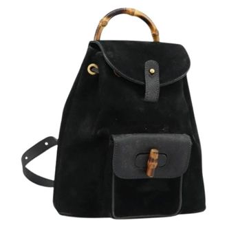 Gucci Pre-owned Backpacks, female, Black, Size: ONE SIZE Pre-owned Vintage Suede Backpack