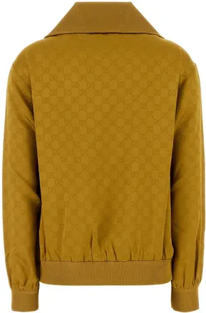Gucci Womens Gg Monogram Viscose Blend Jacket Yellow Acetate