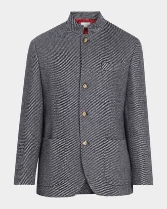 Brunello Cucinelli Men & apos;s Cashmere and Silk Diagonal Stripe Sport Coat