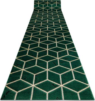 RugsX Rugsx - Alfombra De Pasillo Emerald Exclusivo 1014 Glamour, Elegante Cubo Botella Verde / Oro 80 Cm Green 80x790 Cm