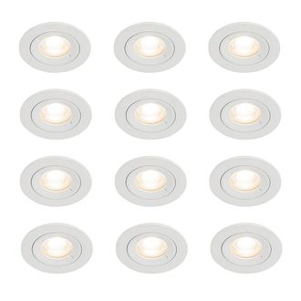 QAZQA Qazqa - Moderno Set De 12 Focos Empotrables Redondos Blancos Gu10 50 Mm Ip44 - Xena Aluminio Redonda Adecuado Para Led Max. 12 X 50 Watt