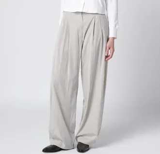 The Row Pantalone Iven grigio fumo in misto seta