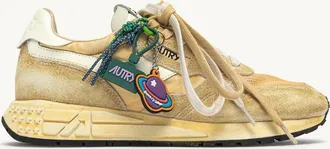 Autry REELWIND SUPER VINTAGE SNEAKERS IN YOLK YELLOW AND WHITE SUEDE AND NYLON