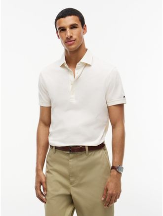 Tommy Hilfiger Mens New York Label Regular Fit Mercerized Polo - Ivory Petal - XL