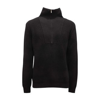 PT01 Pt01, Truien & Vesten, Heren, Zwart, XL, Wol, Chet-Matis Trui met Halve Rits