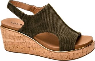 Corkys Footwear Womens Carley Wedge In Khaki Corduroy