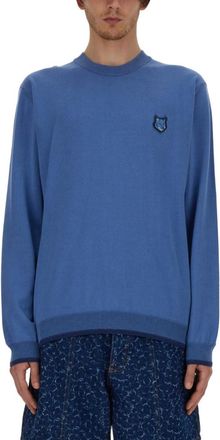 Maison Kitsun&eacute; Blue Crew Neck Sweaters
