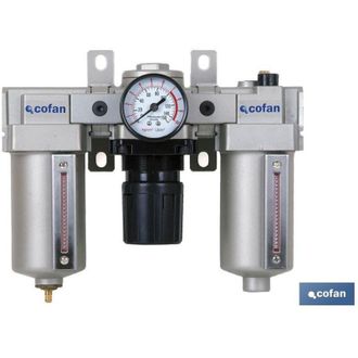 cofan Cofan - Filtro Regulador+lubricante 1, Regulador Decantador Y Lubricador De Instalaciones Neum&aacute;ticas De Hasta 5000 Litros De Caudal De Consumo. Varias