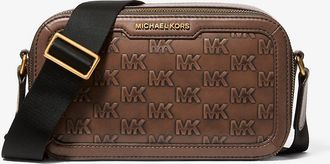 Michael Kors Hudson Logo Embossed Burnished Leather Crossbody Bag