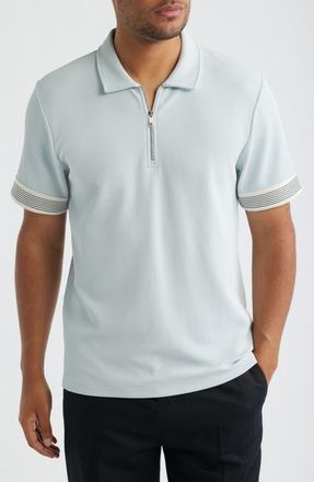 Reiss Bruno Quarter Zip Polo in Soft Blue at Nordstrom, Size Medium