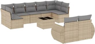 vidaXL Juego De Sof&aacute;s Jard&iacute;n Con Cojines Beige 10 Pzas Rat&aacute;n Sint&eacute;tico Vidaxl