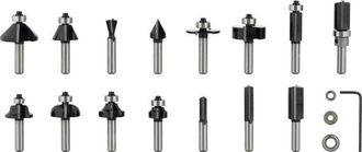 Bosch Router bit sets PRO Router Bit Mixed Set Shank 8 mm 15 pcs 2607017472