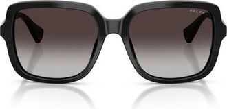 Ralph Lauren 56mm Gradient Square Sunglasses in Shiny Black /Grey Gradient at Nordstrom