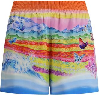 Casablanca Shorts in seta con stampa - Blu