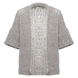 PANICALE Panicale - Openwork vest met pailletten - Dames - Truien - Grijs - Maat: S
