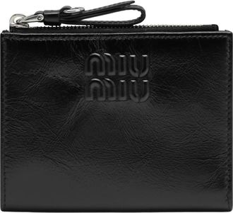 Miu Miu Kleine portemonnee van leer - Dames - Portefeuilles - Zwart - ONE Size - Leer - Accessoires