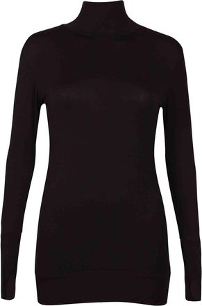 Purple Hanger Womens Long Sleeve Ladies Stretch Thumb Hole Long Tunic Turtle Polo Neck Top Plain Jumper Black 12-14