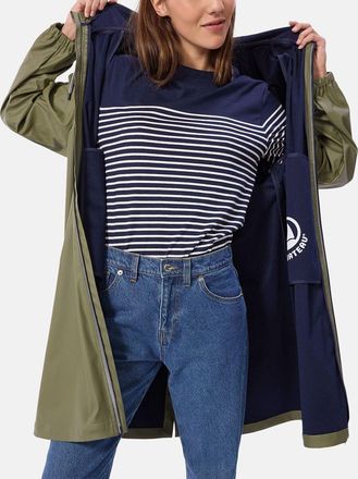 Petit Bateau Lange tweekleurige regenjas met kap