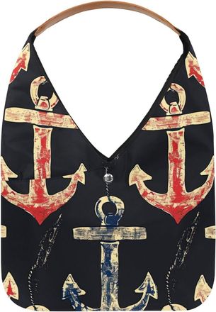 Generic Anchors Pattern (4) Reusable Lightweight Grocery Bags - Foldable Into Compact Pouch, Washable & Sturdy, Multipurpose for Shopping and Travel