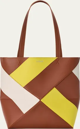 Loewe Puzzle Fold Geometric Colorblock Leather Tote Bag