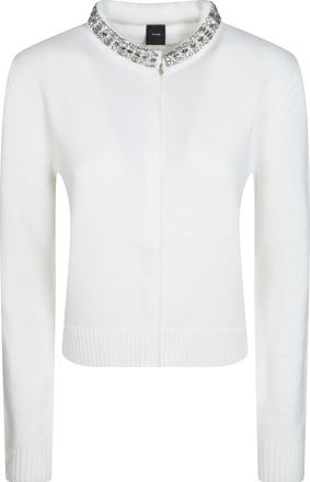 Pinko Colonia Wool-Blend Cropped Silver Cardigan