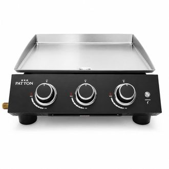 Patton Plancha de gas de mesa de acero inoxidable con 3 quemadores