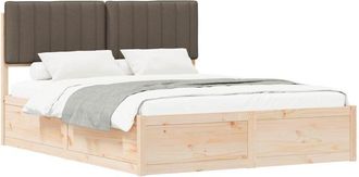 vidaXL Estructura De Cama Con Cabecera Tapizada Taup&eacute; 160 X 200 Cm Vidaxl