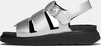 FitFlop Womens FitFlop Womens GEN-FF Tumbled-Leather Fisherman Sandals - Silver 011 - Size: 7
