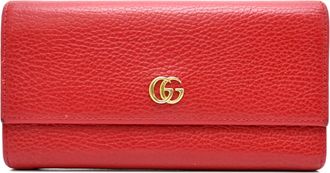 Gucci Red Color Leather Long Wallet (Bi-Fold) (Pre-Owned)