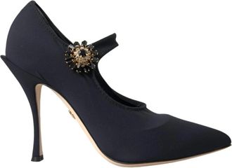 Dolce & Gabbana Kristallen Mary Jane Pumps met Versieringen - Dames - Pumps - Zwart - 36 1/2 EU - Nylon - Schoenen