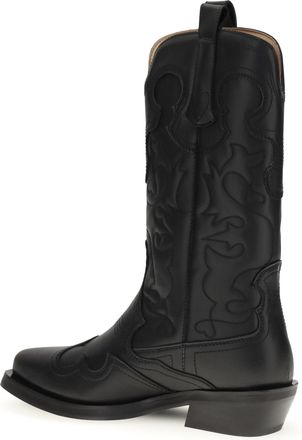 Ganni Womens Western Boots Black Black-Black Recycled Leather Black/black