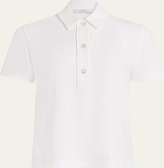 Vince Crepe Short-Sleeve Polo Shirt