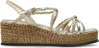 Jimmy Choo London Nyra 60 Wedge Sandalen - Dames - Sleehakken - Geel - 38 EU - Leer - Schoenen