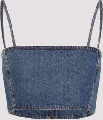 Alaia Blue Cotton Bustier Top