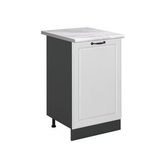 Vicco Mueble Bajo De Cocina R-line, Blanco Casa De Campo/antracita, 50 Cm Encimera M&aacute;rmol, Vicco