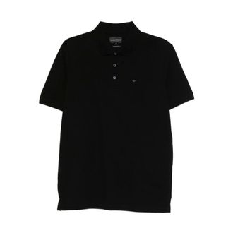 Emporio Armani Polo Shirts, male, Black, Size: 2XL Logo Embroidered Polo Shirt