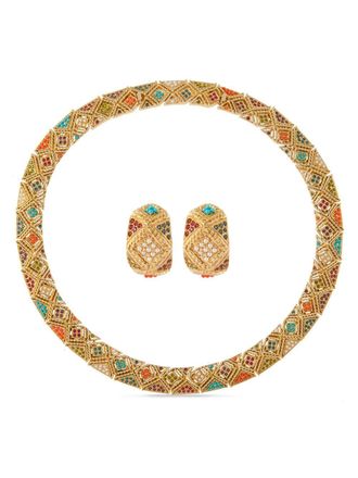 Susan Caplan Vintage 1980s halsketting en oorbellen set - Goud