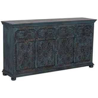Wanderlust Deco Aparador de madera artesanal azul 180x45x96 cm
