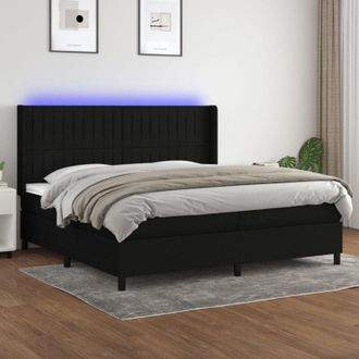 vidaXL Vidaxl - Cama Box Spring Colch&oacute;n Y Luces Led Tela Negro 200x200 Cm